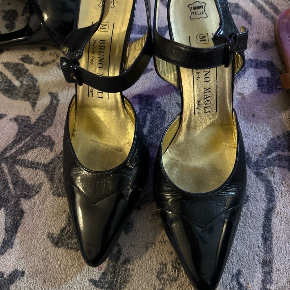 Bruno Magli Black and Gold Women's Heels